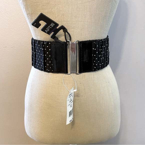 NWT Apt. 9 Polka Dots Stretch Belt Black and White S/M - Picture 2 of 6